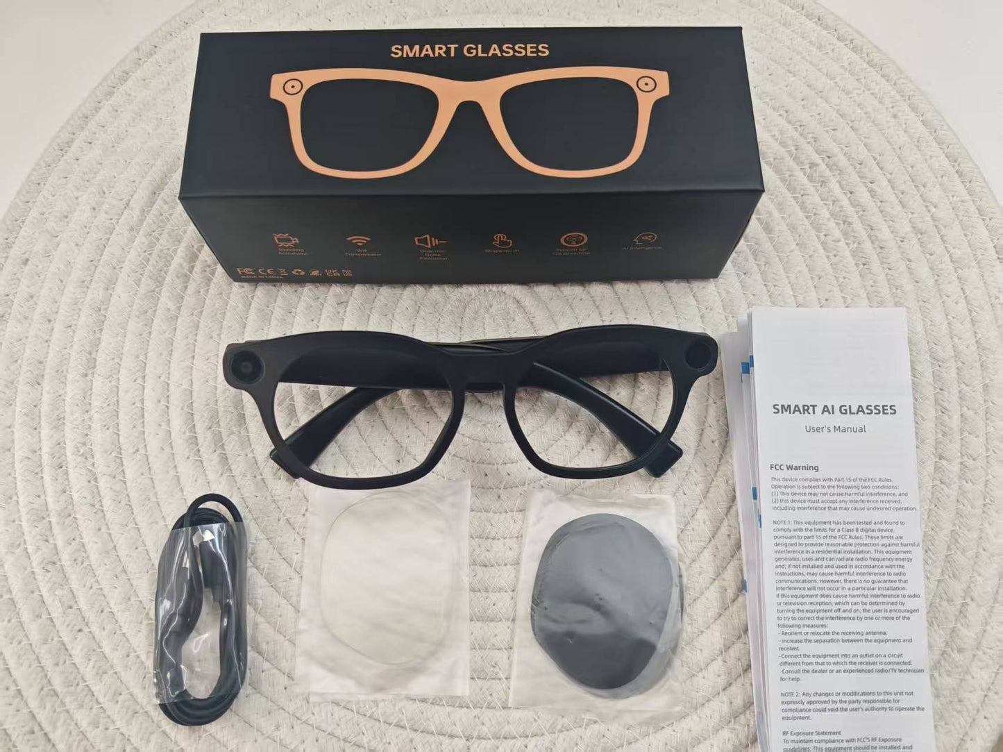 AI Smart Glasses with Camera and Bluetooth